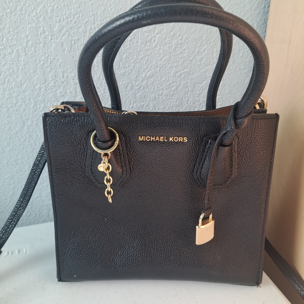 Michael Kors Black Satchel with Gold Accents - Picture 2 of 5